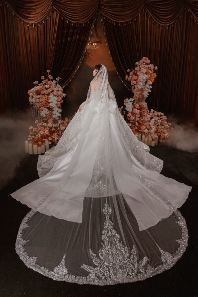 Ball Gown Dress – SPlus + bao tay + peplum nơ + lúp voan