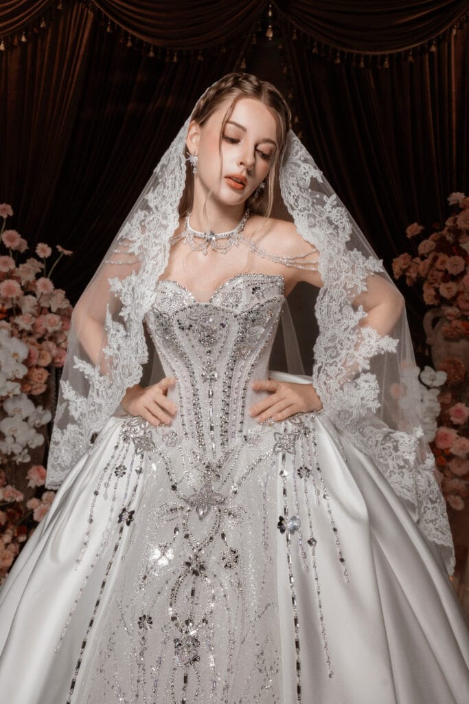 Ball Gown Dress – LM + vòng cổ + peplum nơ