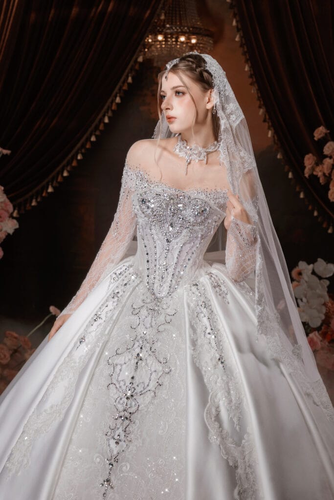Ball Gown Dress – SPlus + vòng cổ + peplum nơ